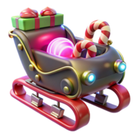 impressive modern 3D Render Christmas Sleigh with Candy Canes and Gifts high quality png