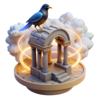 Bird on Ancient Arch 3D Render of Fantasy Architecture png