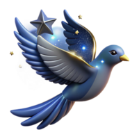 Celestial Dove 3D Render of a Bird with Starry Wings png