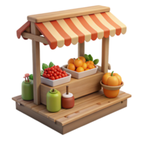 beautiful rustic 3D Render of Fruit Stand Illustration professional png