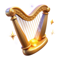 magnificent abstract Golden Harp 3D Illustration professional png