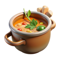 stunning abstract 3D Render of Vegetable Soup in Pot genuine png