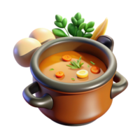 wonderful abstract 3D Render of Vegetable Soup in Pot detailed png