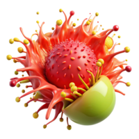 Abstract Colorful Splashes and Spheres 3D Render png