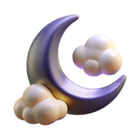 magnificent vintage Crescent Moon and Clouds 3D Render high resolution png