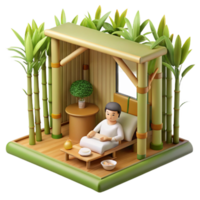 relajante en un bambú refugio tranquilo 3d hacer png