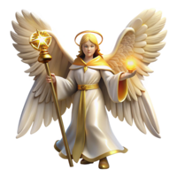 magnificent vintage 3D Render of Angelic Figure with Wings and Orb high quality png