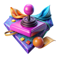 Retro Gaming Joystick Abstract 3D Render png