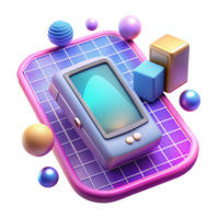 Retro Device on Grid 3D Render png