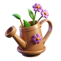 dramatic traditional 3D Render of Cute Watering Can with Flowers 4K png