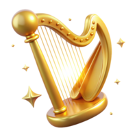vibrant rustic Golden Harp 3D Render high resolution png
