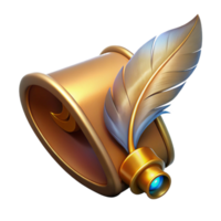 impressive rustic Golden Quill and Scroll 3D Render detailed png