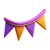 Purple and Orange Bunting Festive 3D Render png
