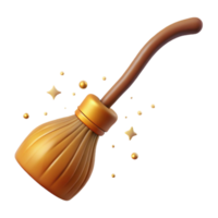 impressive abstract 3D Render Golden Witch's Broomstick high resolution png