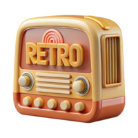 Retro Radio Design Vintage Style 3D Model png