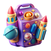 Cosmic Backpack Rocket Planet 3D Model png