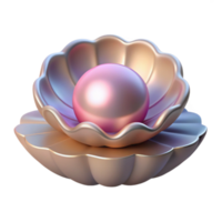 serene creative Pink Pearl in Clam Shell 3D Render premium png