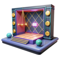 3D Render Retro Stage with Geometric Design, Lighting, and Platform png