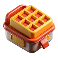 3D Render of Waffles in a Container png