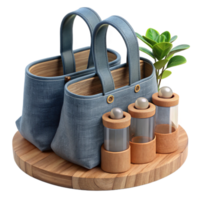 Stylish Storage Wooden Fabric Organizers with Spice Jars png