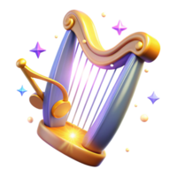 elegant minimalist Magical Harp 3D Render 4K png