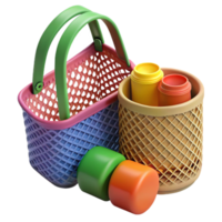 Colorful Plastic Baskets and Containers png