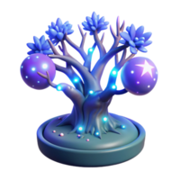 impressive contemporary Glowing Mystical Tree 3D Render authentic png