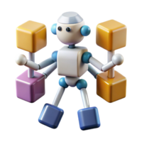 Robot Lifting Colorful Blocks A 3D Model png