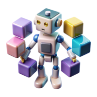 Robot with Colorful Blocks Automation, AI, and Modular Design png