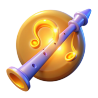 elegant creative 3D Render of Flute and Zodiac Symbol premium png