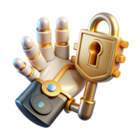 Robotic Hand Securing Digital Key Cybersecurity Automation png