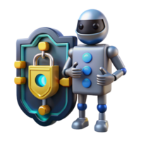 Robot with Security Shield Digital Data Protection png