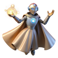 Cosmic Robot Golden Celestial Being with Energy Orb png