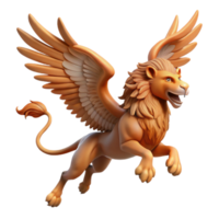 extraordinary artistic 3D Render of a Golden Gryphon in Flight detailed png