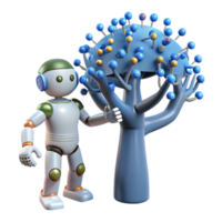 Robot Exploring a Data Tree AI and Knowledge Growth png