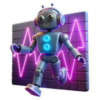 Friendly Robot Running with Neon Pulse png