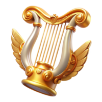 vibrant rustic Golden Lyre 3D Render authentic png