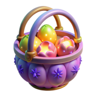 wonderful abstract 3D Render Easter Basket Glowing Eggs Flowers authentic png