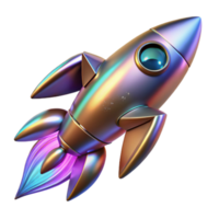 Iridescent Rocket Spacecraft Launch, 3D Render png