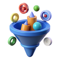 Abstract 3D Shapes in a Funnel Colorful Geometric Design png