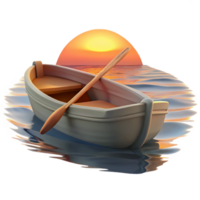 Sunset Rowboat Tranquil Waters, Serene Journey png