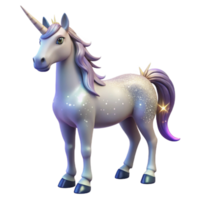 elegant vintage Sparkling Unicorn 3D Render authentic png