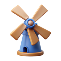 serene contemporary Cartoon Windmill 3D Render genuine png