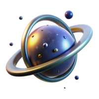 dramatic rustic Abstract 3D Render of a Planet with Rings premium png
