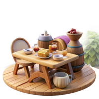 Rustic Table Setting with Wine and Bread png