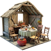 Rustic Wooden Shack Table Setting png