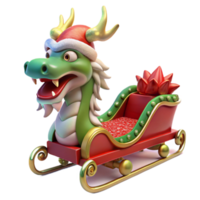 elegant abstract Merry Dragon Sleigh Ride 3D Render high resolution png
