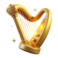 impressive rustic Golden Harp 3D Render authentic png