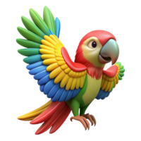 serene classic Colorful Parrot 3D Render professional png