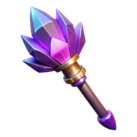 elegant creative 3D Render Crystal Scepter Fantasy Game Item high quality png